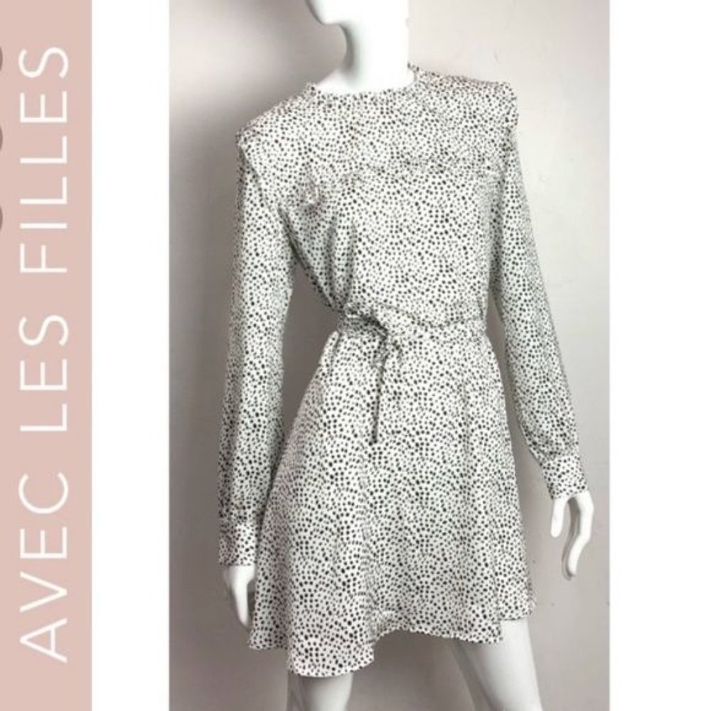Avec Les Filles Black White Cheetah Print Dress Large